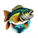 bass fish fishing tattoo design idea