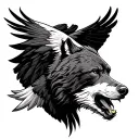 bear, wolf , eagle soaring tattoo design idea