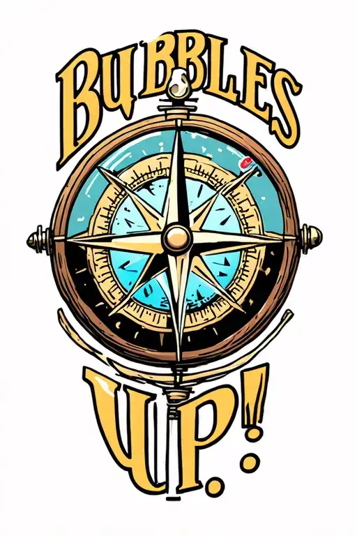 "BUBBLES UP!" NAUTICAL COMPASS tattoo design idea