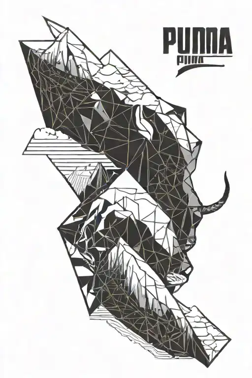 puma mountains sky geometric design incorporating tattoo design idea