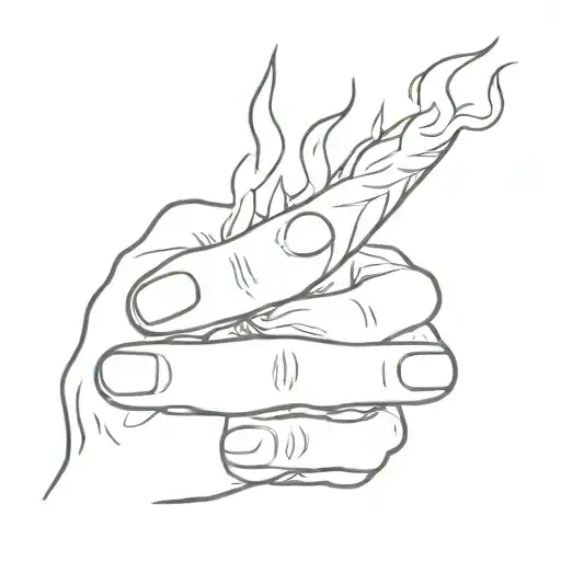 Flames on back of hand trailing up the back of the middle finger tattoo design idea