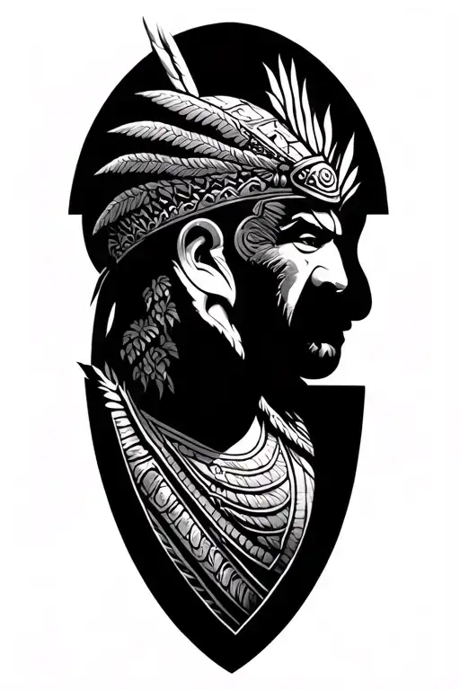 filipino lapu lapu  warrior and half side view tattoo design idea