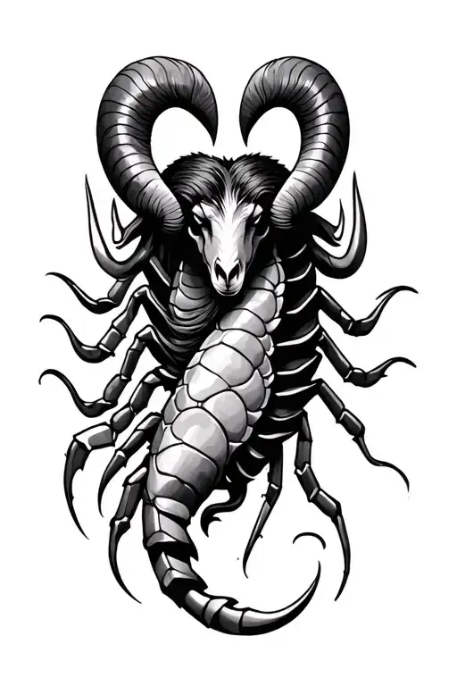 Aries and Scorpio symbol integrated tattoo design idea