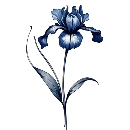 iris flower hidden name Dolly in peddles tattoo design idea
