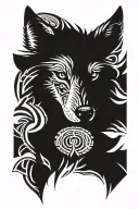 wolf looking straight  tattoo design idea