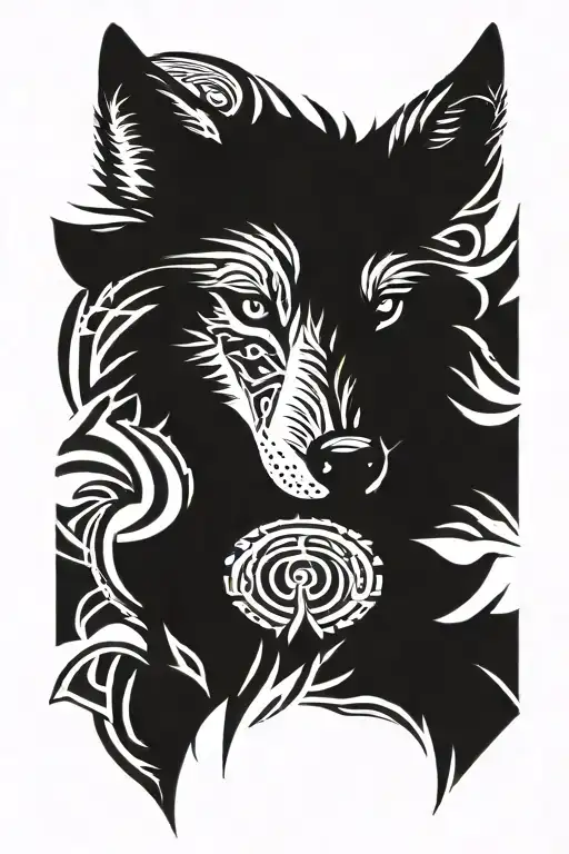 wolf looking straight  tattoo design idea