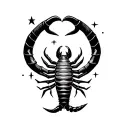 Astrological symbol of Capricorn and astrological symbol of Scorpion, stylized, with some stars tattoo design idea