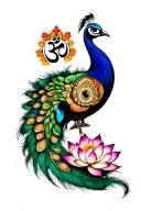 trishul om peacocks feather lotus rudra tattoo design idea