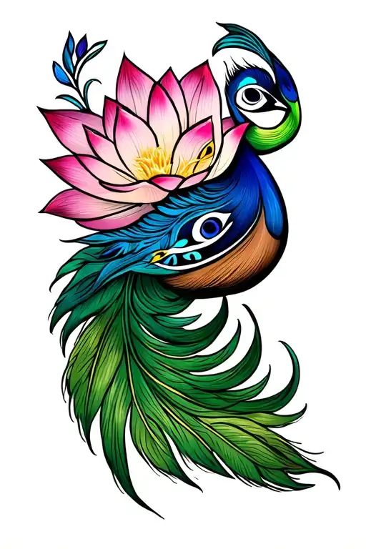 trishul om peacocks feather lotus rudra tattoo design idea
