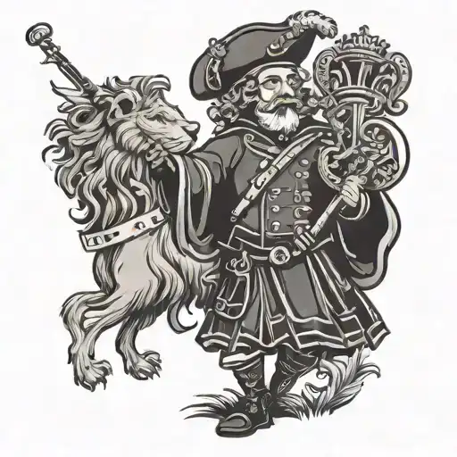 Scottish lonely piper with rampant lion   tattoo design idea