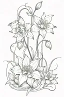 daffodil and water lily intertwined vines tattoo design idea