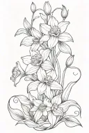 daffodil and water lily intertwined vines tattoo design idea