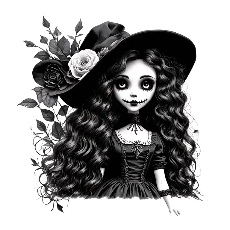 alice in wonderland voodoo doll tattoo design idea