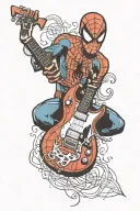 spiderman  incorporated into a electric guitar tattoo design idea