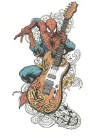 spiderman  incorporated into a electric guitar tattoo design idea