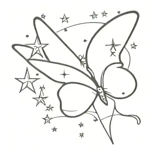 Fineline tattoo strong with butterfly and stars on the rib tattoo design idea