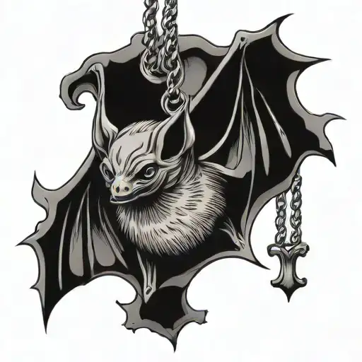 Hanging Bat tattoo design idea