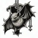 Hanging Bat tattoo design idea