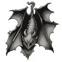 Hanging Bat tattoo design idea