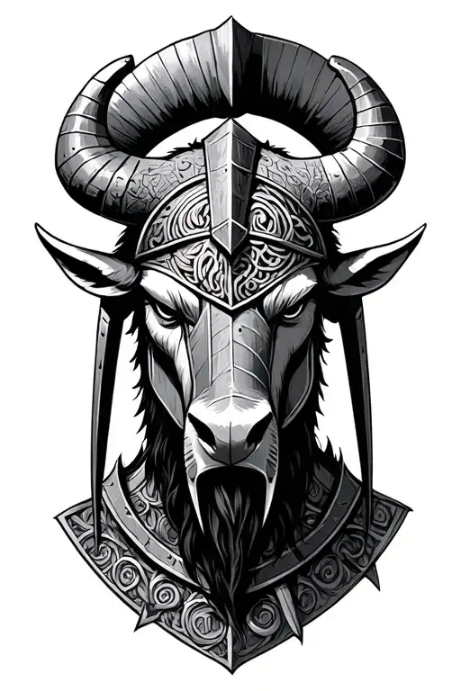 Spartan warrior labyrinth minotaur head tattoo design idea