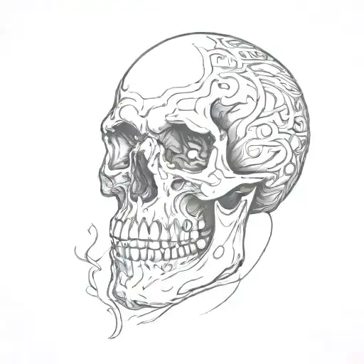 skull only in pepper shading with dark to light grey  tattoo design idea