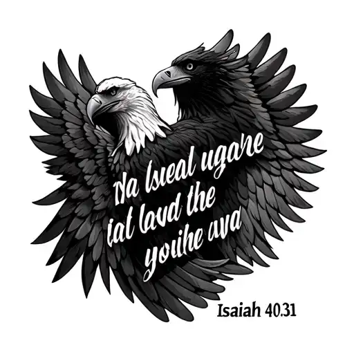 Isaiah 40:31 bible verse with eagle wings tattoo design idea
