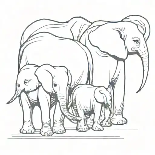 four elephants walking in a line outlining the design tattoo design idea