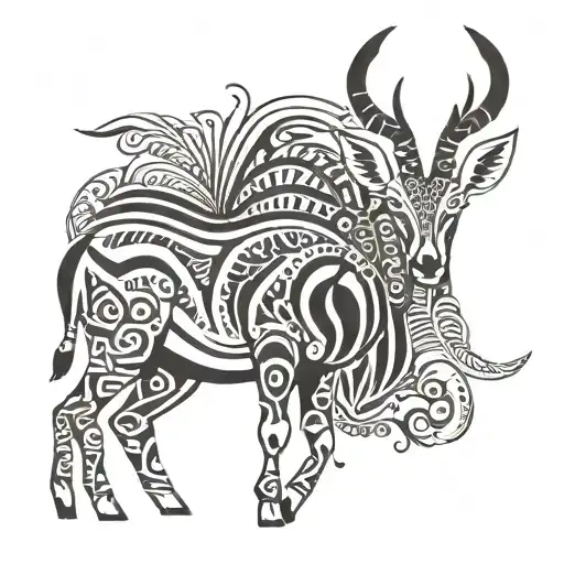  a Springbok with african patterns behind it tattoo design idea