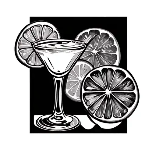 mamma mia movie and margarita glass filled tattoo design idea