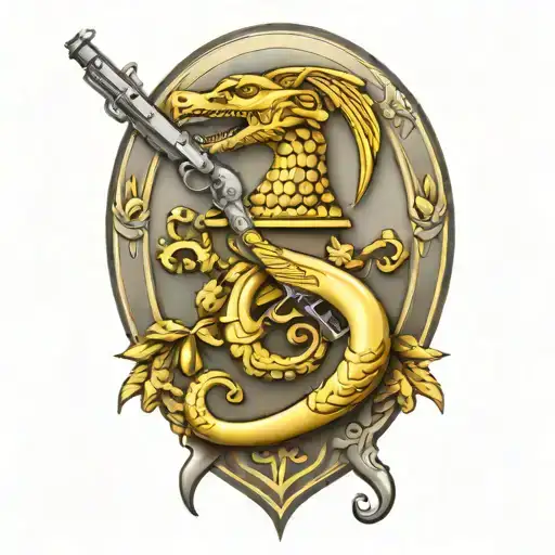 gadsden flag flintlock pistols tattoo design idea