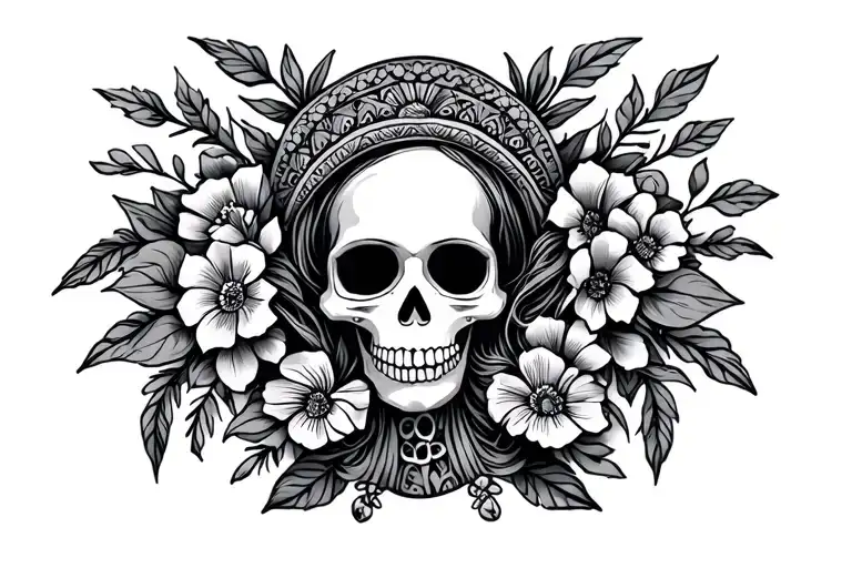 Mexican English heritage symbols maternity life survival no skulls for woman feminine  tattoo design idea