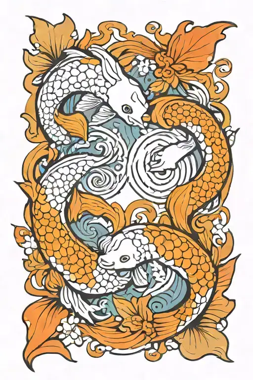 Koi Fish Yin and Yang tattoo design idea