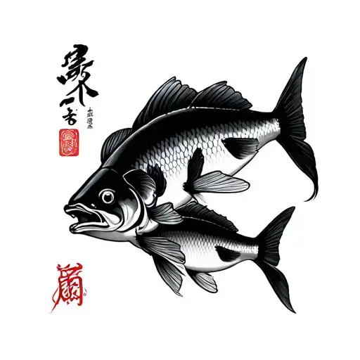 4 fishes, me, my brother, my mon and dad; Chinese style tattoo design idea