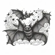three bats flying with sparkles tattoo design idea