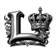 letter l with crown tattoo design idea