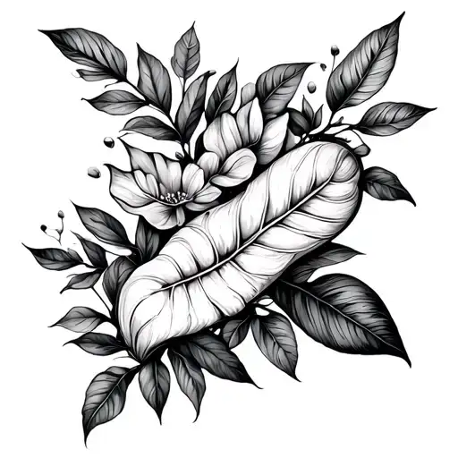 Botanical design going around the arm while being a special botanical design with leaves and stems and not just normal tattoo design idea