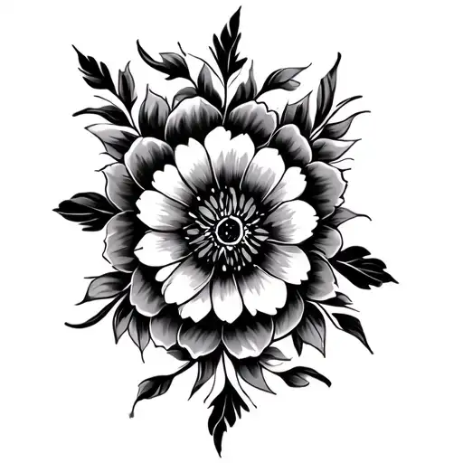 ornamental floral tattoo design idea