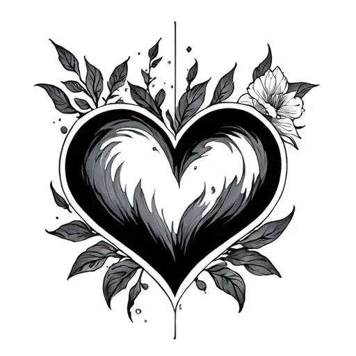 L and N heart shape tattoo design idea