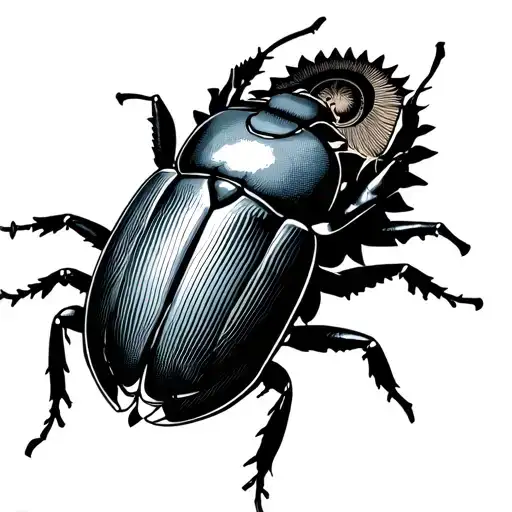 scarab beetle with sun in in style of Vitruvius man tattoo design idea
