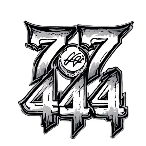 777 and 444 written tattoo design idea