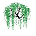green weeping willow tree tattoo design idea