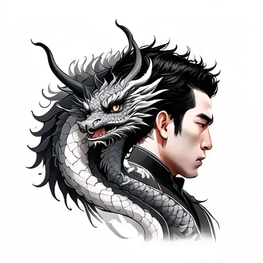 korean male norigae with dragon tattoo design idea