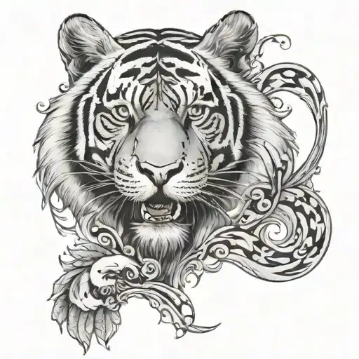 rare breed word and tiger surrounded tattoo design idea