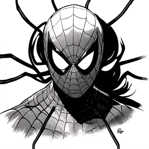 Andrew Garfield Spider-Man mask fine line tattoo design idea