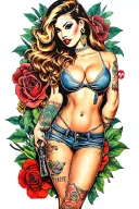 GANGSTER GIRL PINUP tattoo design idea