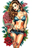 GANGSTER GIRL PINUP tattoo design idea