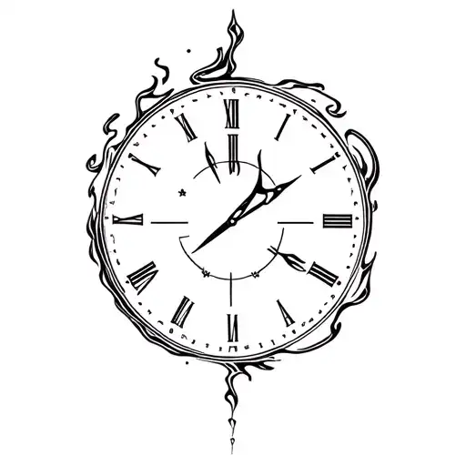 clock made from burning fuze tattoo design idea
