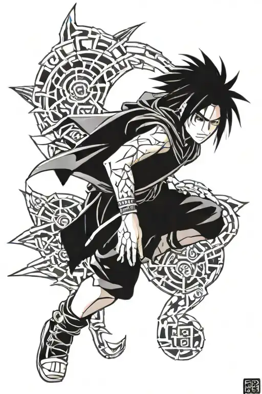 A picture with the eyes of Shizui Uchiha Sasuke tattoo design idea