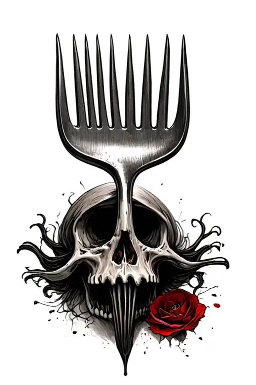 spooky fork tattoo design idea