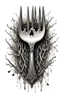 spooky fork tattoo design idea